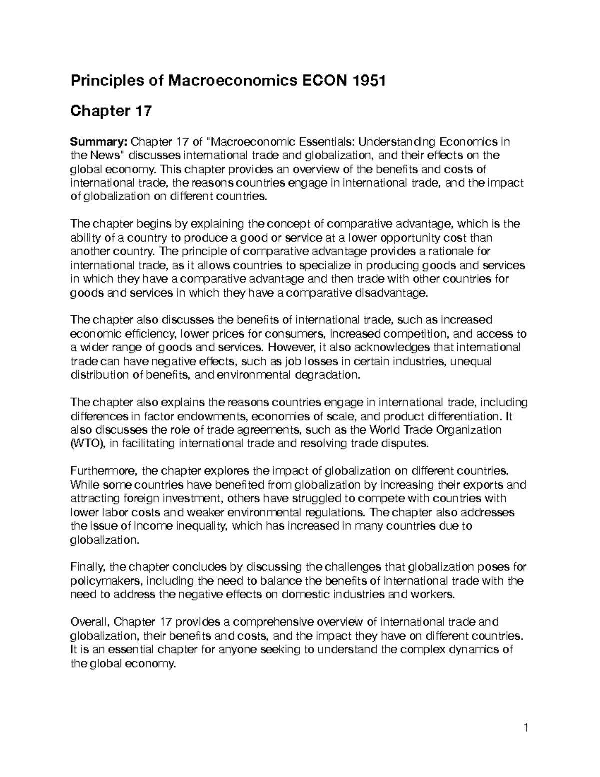 ECON 1951 - Chapter 17 - Principles of Macroeconomics ECON 1951 Chapter ...