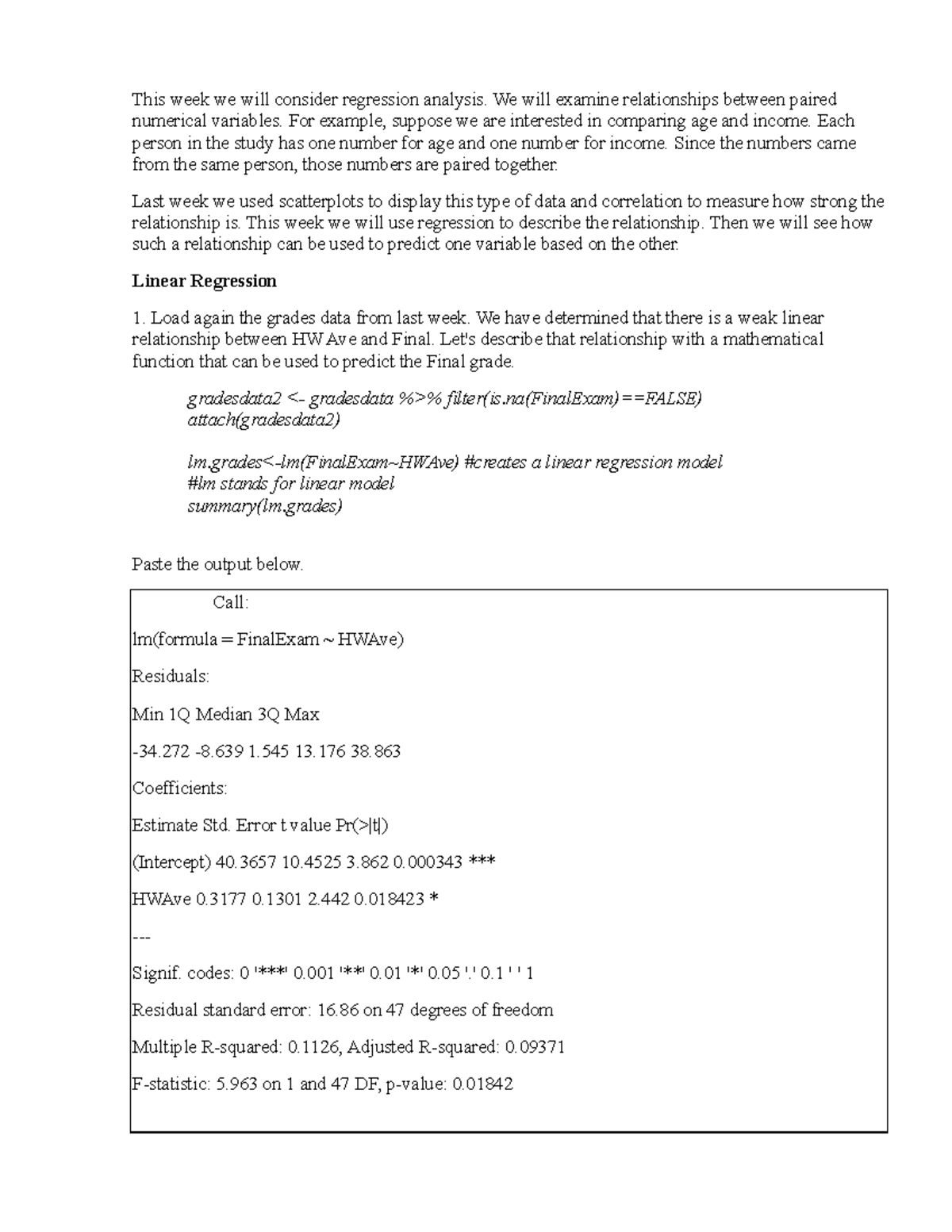 9Regression - With answer key to make you understand better - This week ...