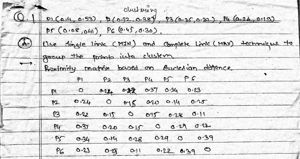 Clustering Solved Examples 1 - Data Mining - Studocu