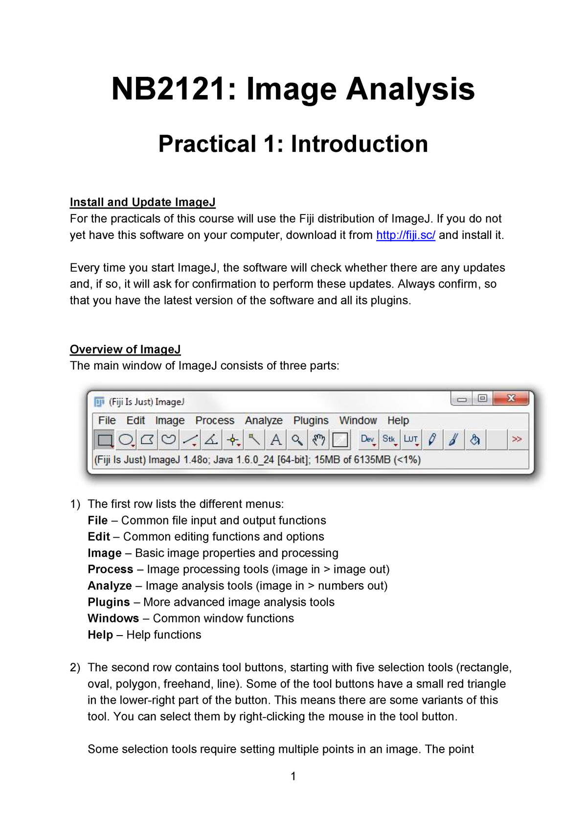 Practical Exercises 1 8 Including Answers Image Analysis