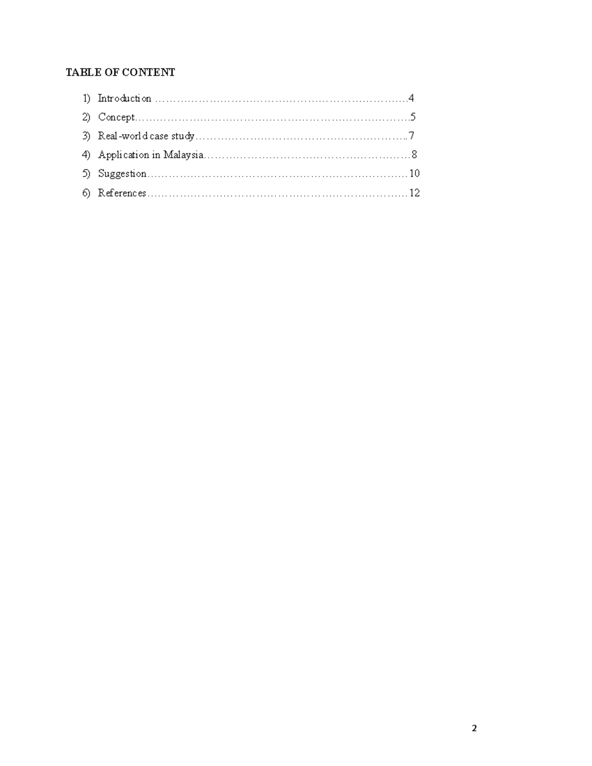 TPT343 INDIVIDUAL ASG-SUSTAINABLE TRANSPORT - TABLE OF CONTENT ...