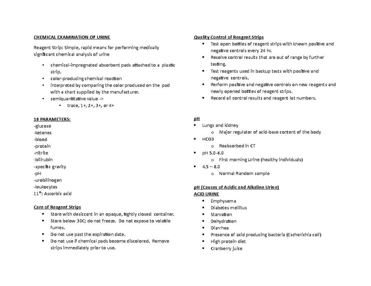 AUBF-Chemical Examination of Urine - CHEMICAL EXAMINATION OF URINE ...