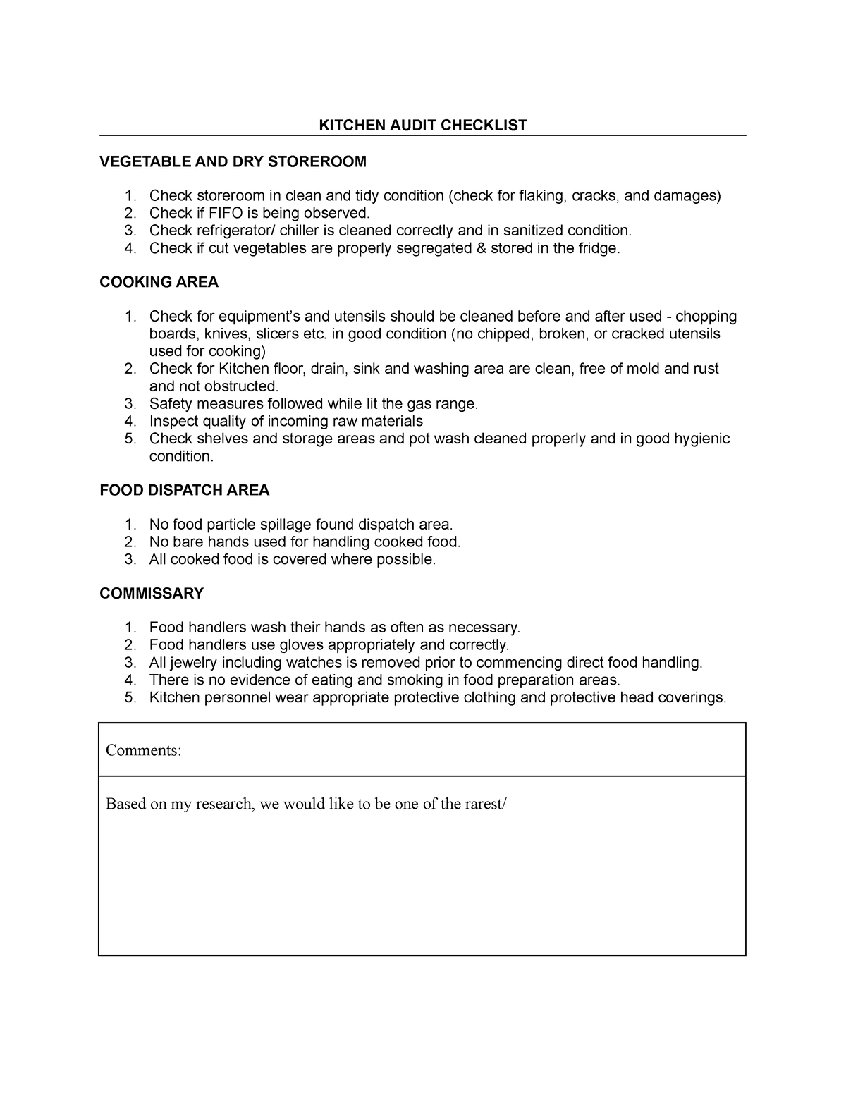 Kitchen Audit Checklist KITCHEN AUDIT CHECKLIST VEGETABLE AND DRY   Thumb 1200 1553 