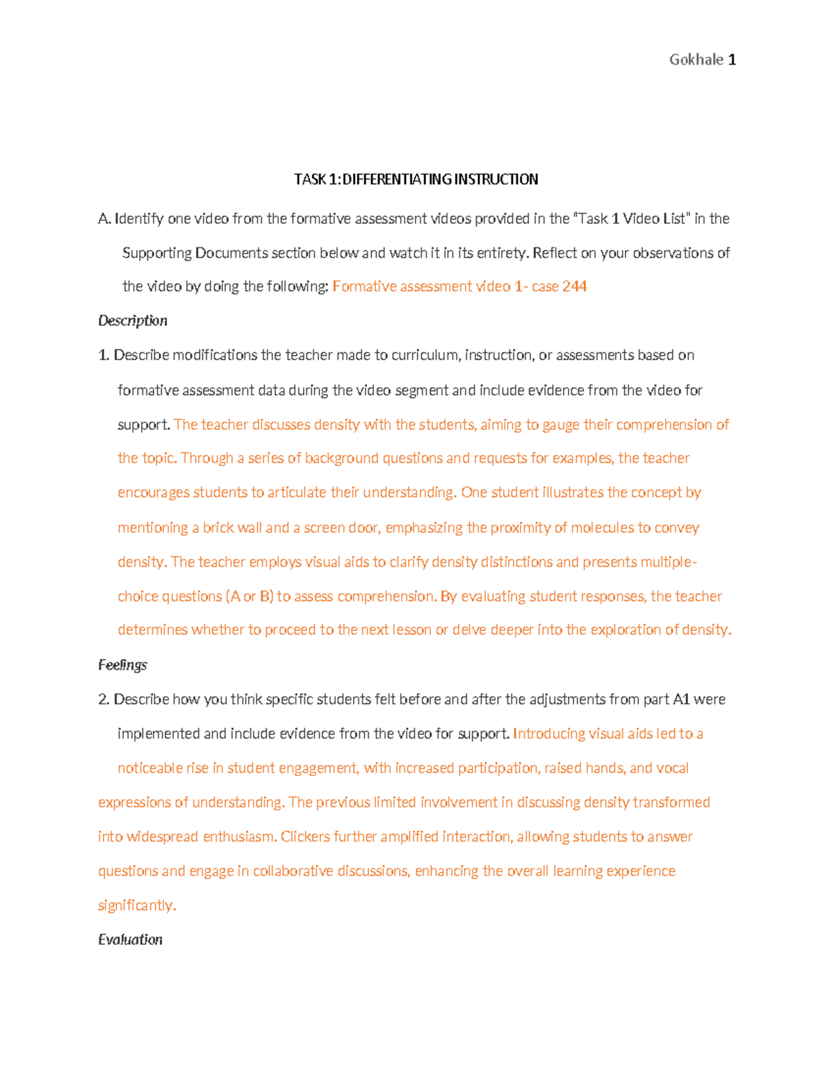 TASK 1 Differentiating Instruction - TASK 1: DIFFERENTIATING ...