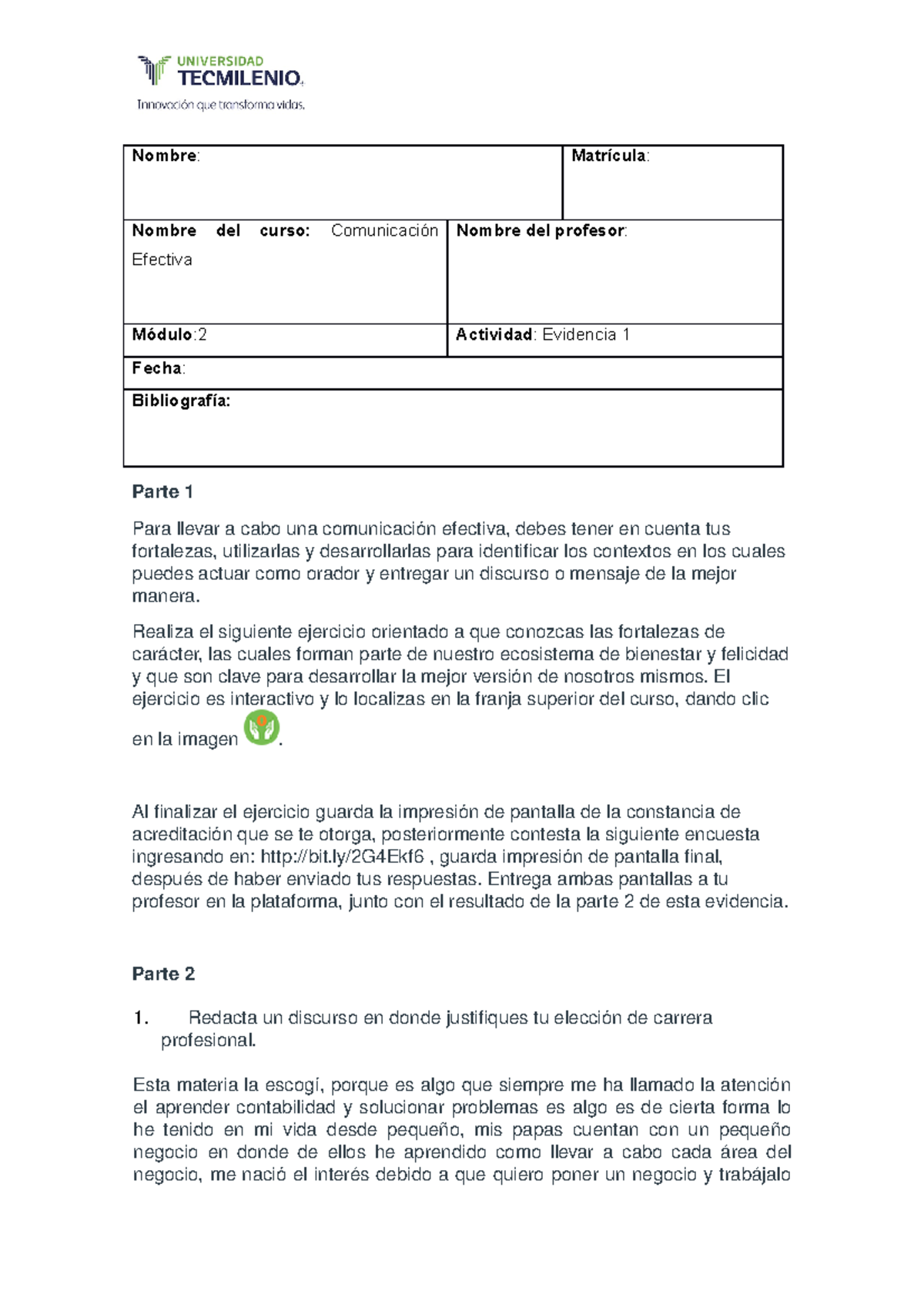 Evidencia 1-comunicionefectiva - Nombre: Matrícula: Nombre del curso ...