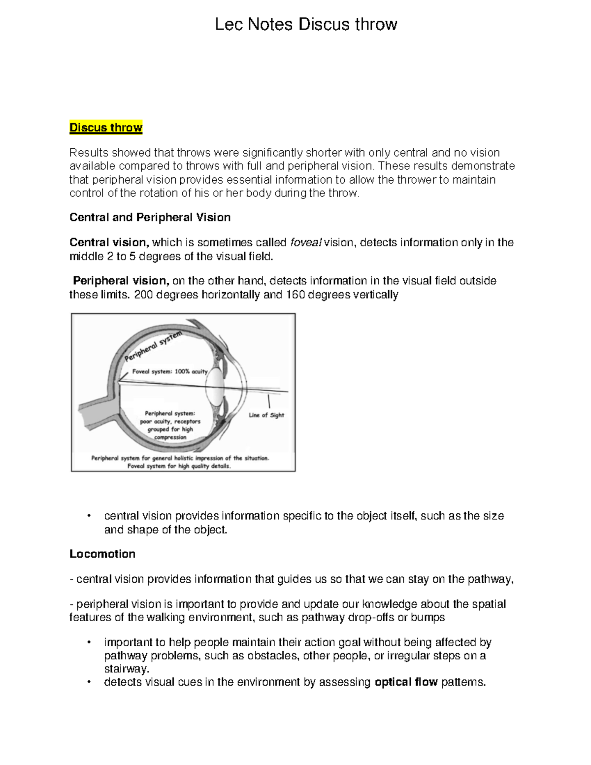 Lec Notes Discus throw c3020 Binocular vision also provides better movement control than