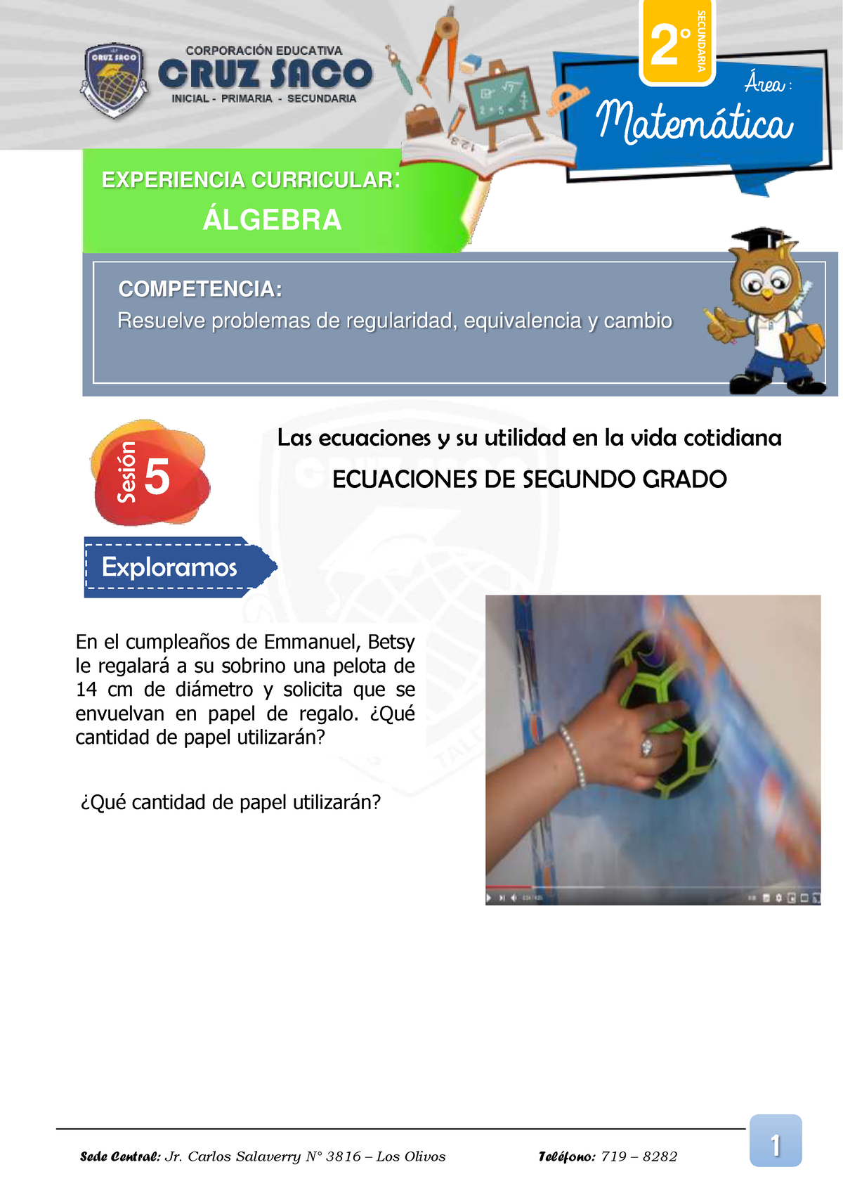 2ºAÑO- Álgebra-S5- Ecuaciones DE Segundo Grado - ¡lgebra - III BIMESTRE ...