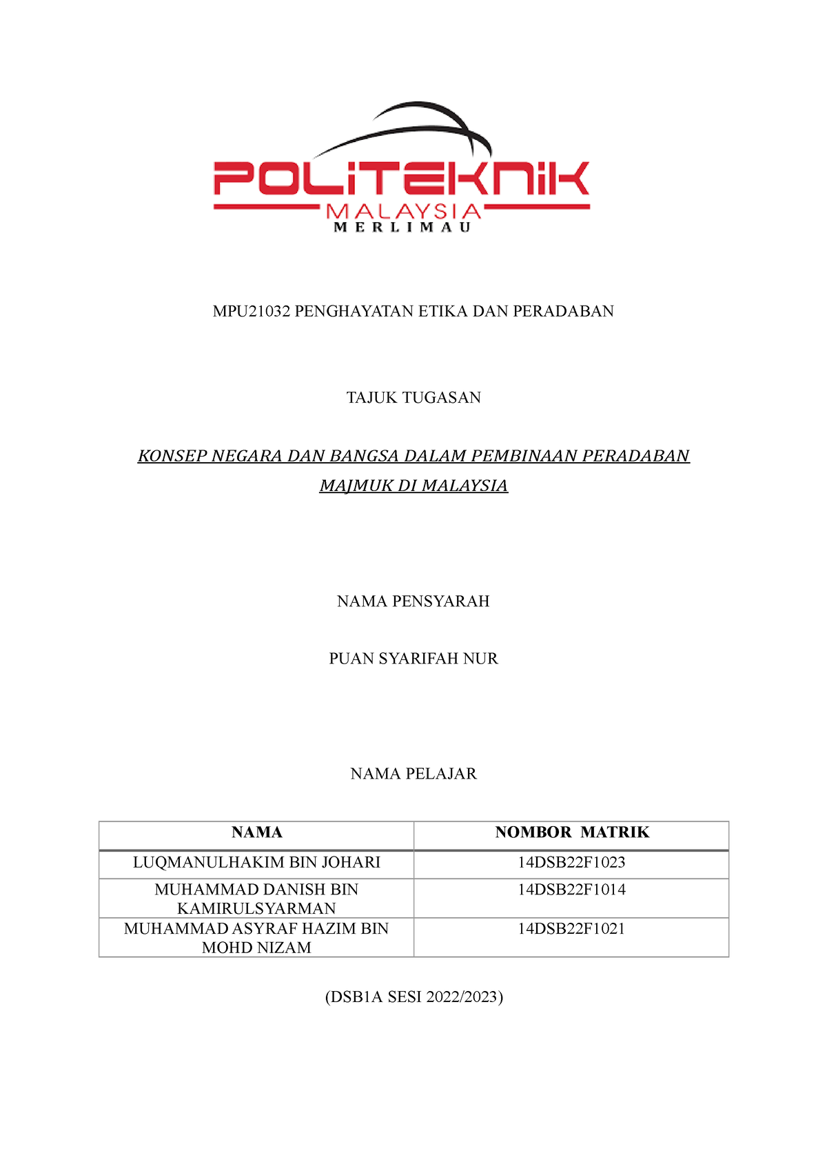 E Folio Etika Dan Peradaban Mpu21032 Penghayatan Etika Dan Peradaban