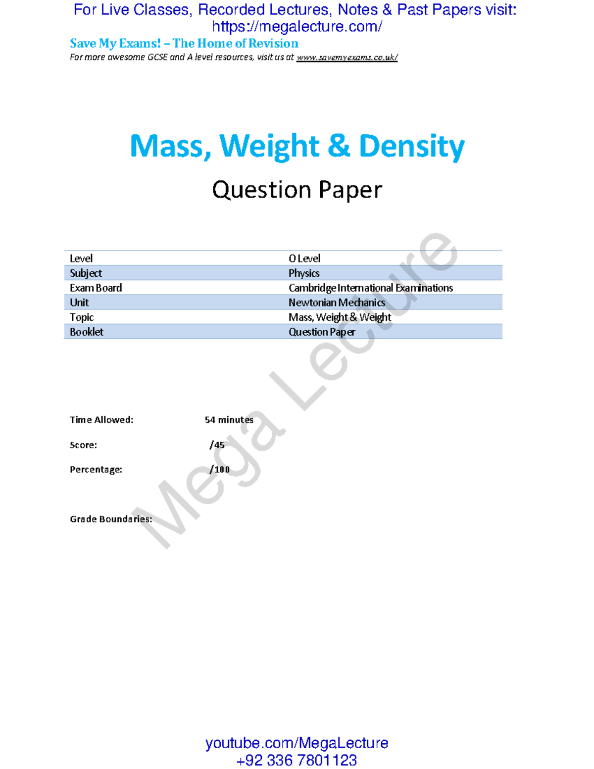 4-mass weight density -newtonian mechanics-cie olevel physics - Save My ...