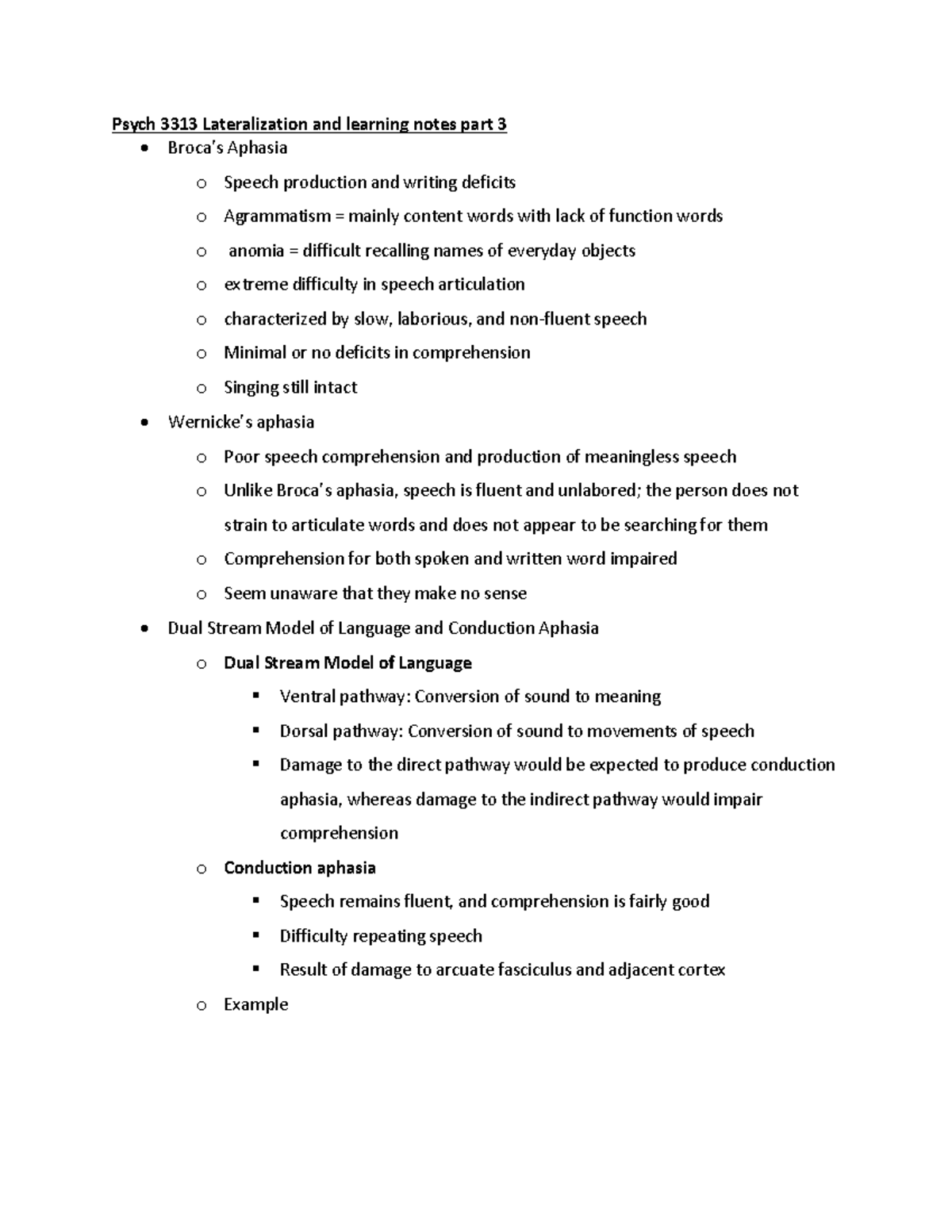 Psych 3313 Laterlization And Learning Notes Part 3 - Studocu