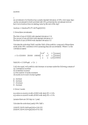 Financial Risk Management Worksheet 3 - Studocu