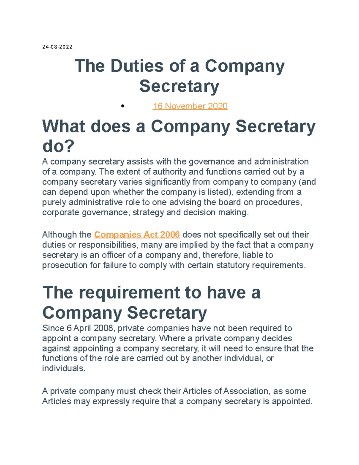 Duties OF A Company Secretary 2408 The Duties of a Company