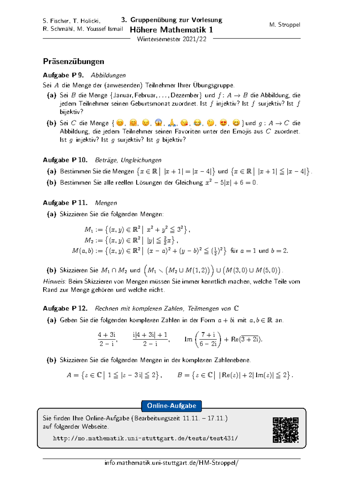 Hausübung 3 - Höhere Mathematik Tutorium ÜB3 - Höhere Mathematik I