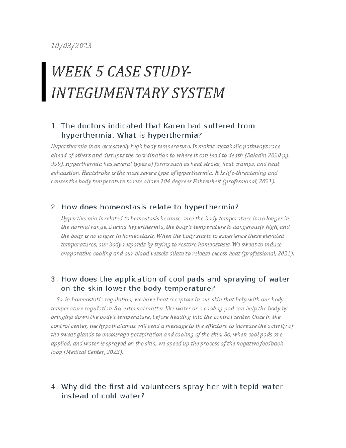 case study #1 integumentary system