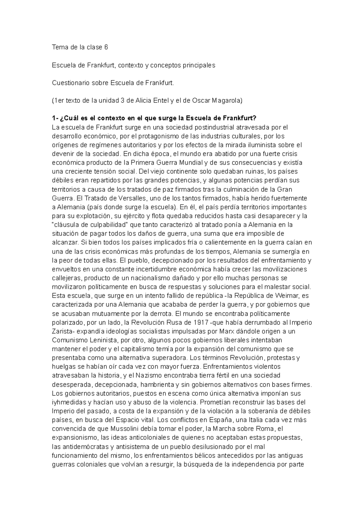 Escuela De Frankfurt Unidad 3 Tema De La Clase 6 Escuela De
