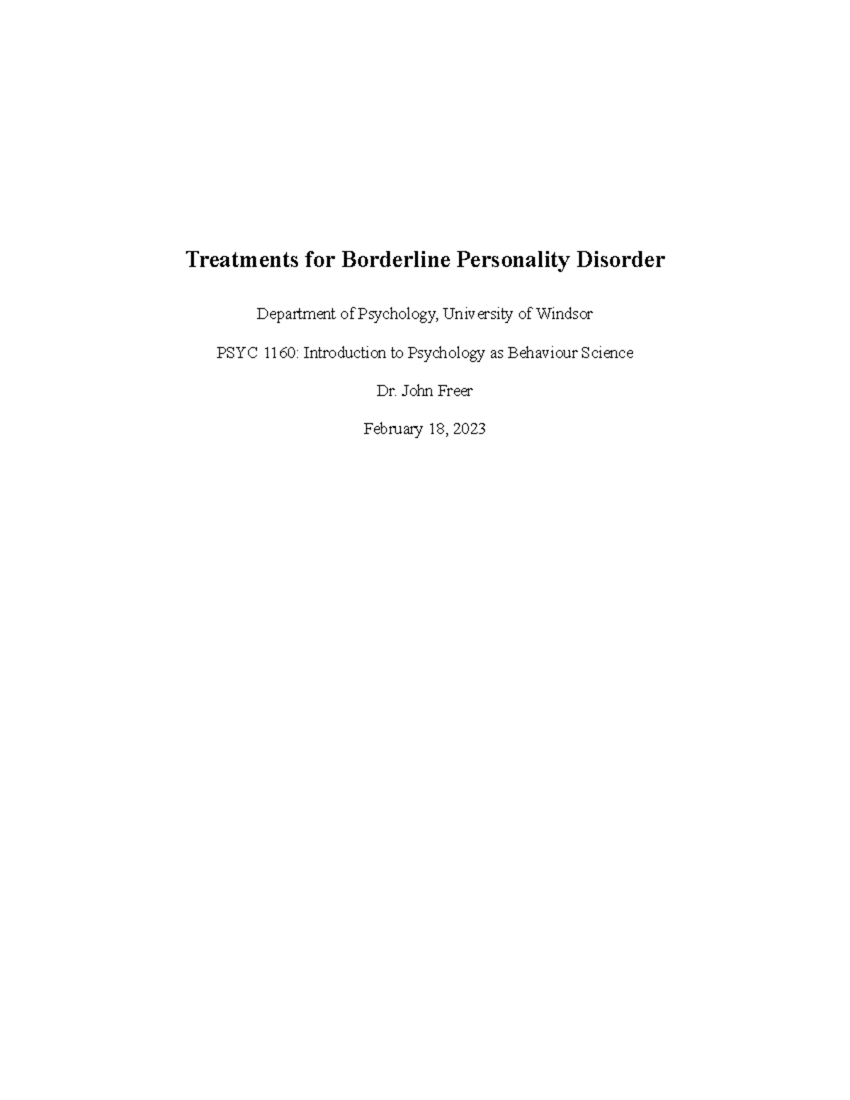 research paper on borderline personality disorder