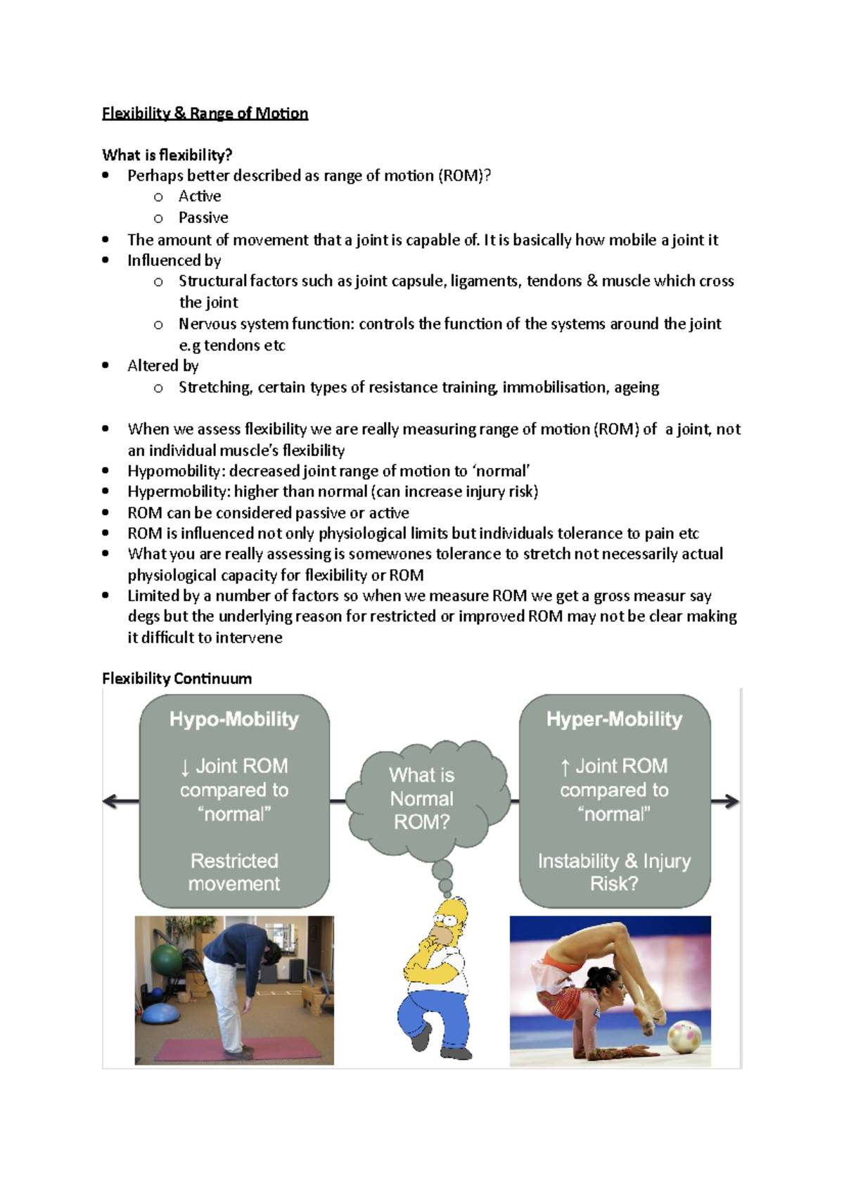 Week 4 - Lecture notes 4 - Flexibility & Range of Motion What is ...