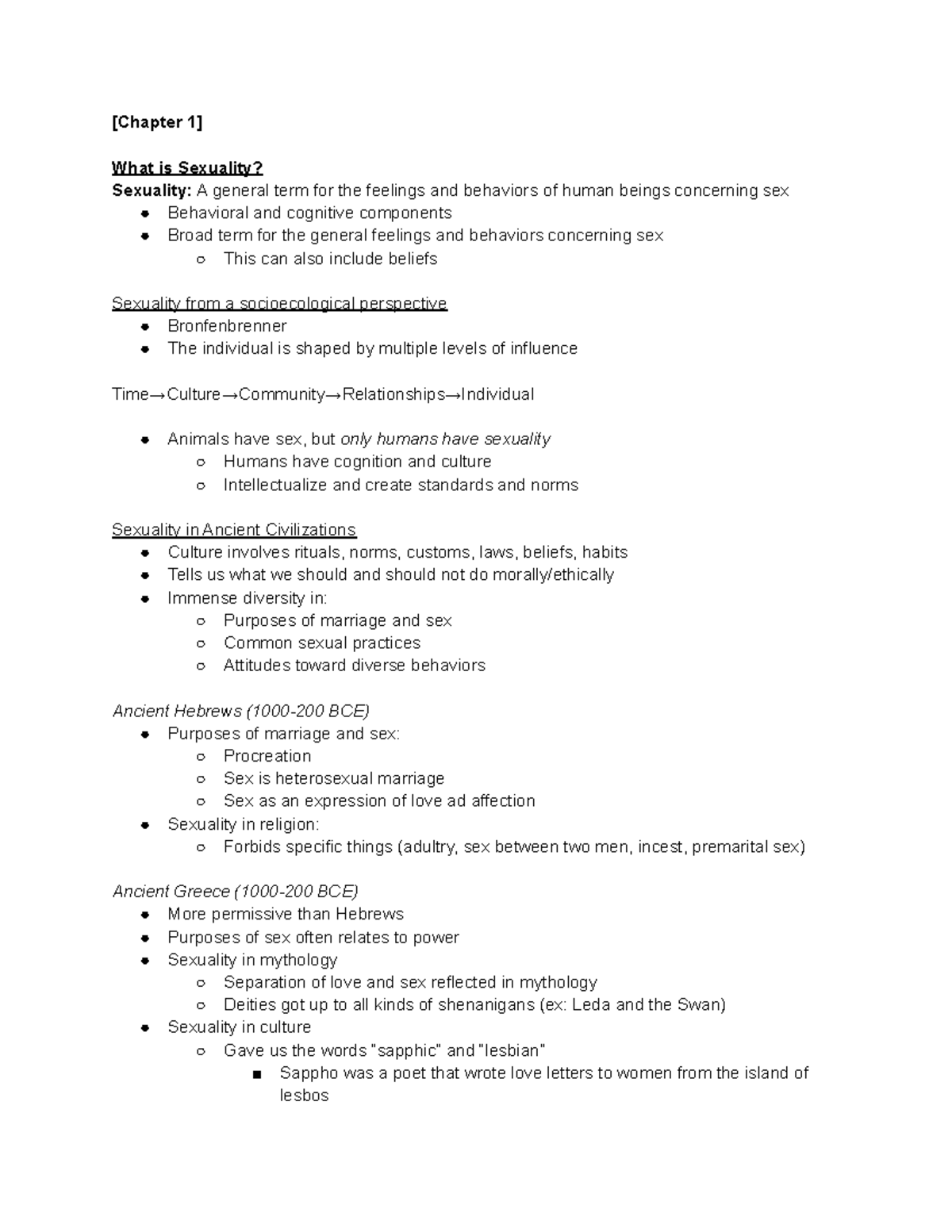 Exam 1 Human Sexuality Chapter 1 What Is Sexuality Sexuality A General Term For The