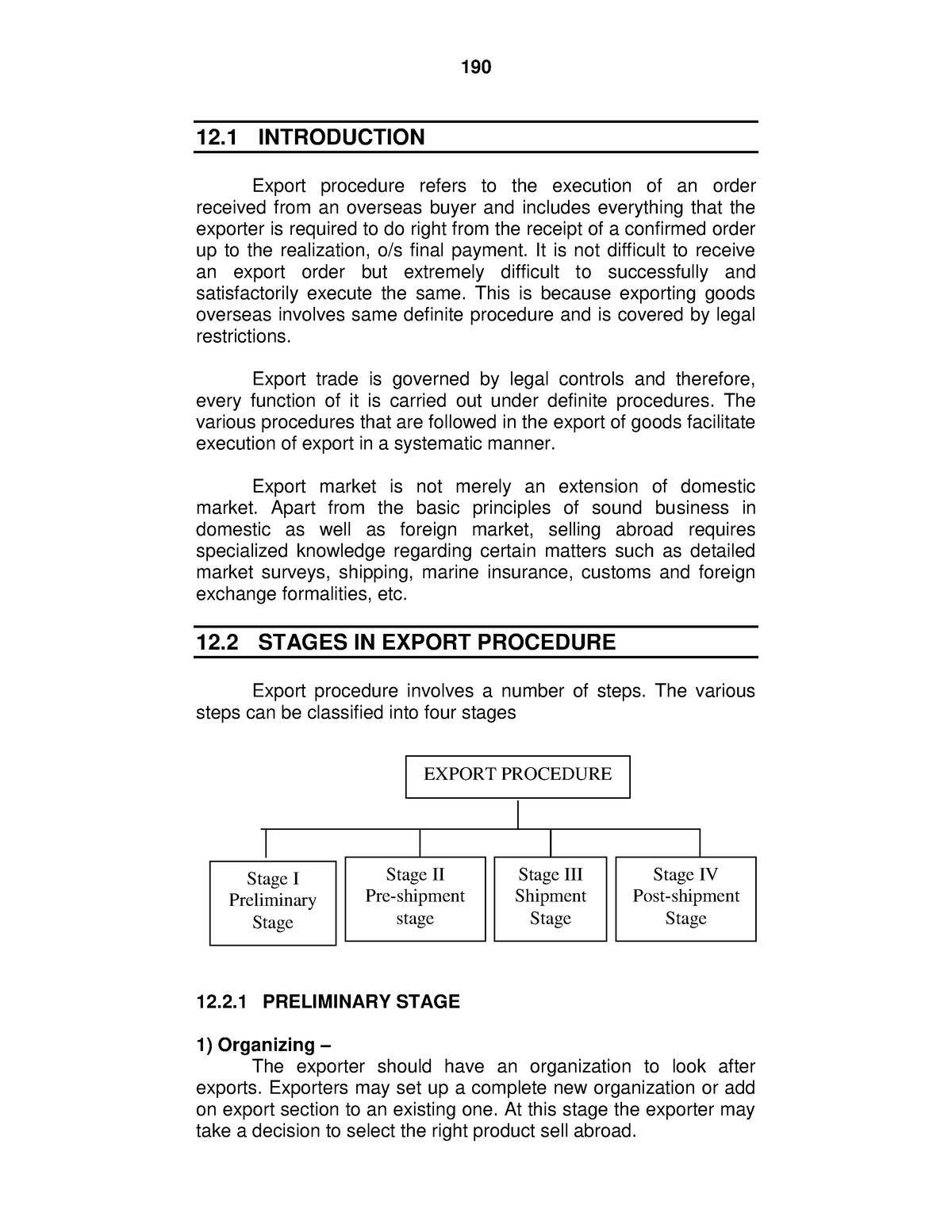 Export Procedure - 12 Introduction Export Procedure Refers To The 