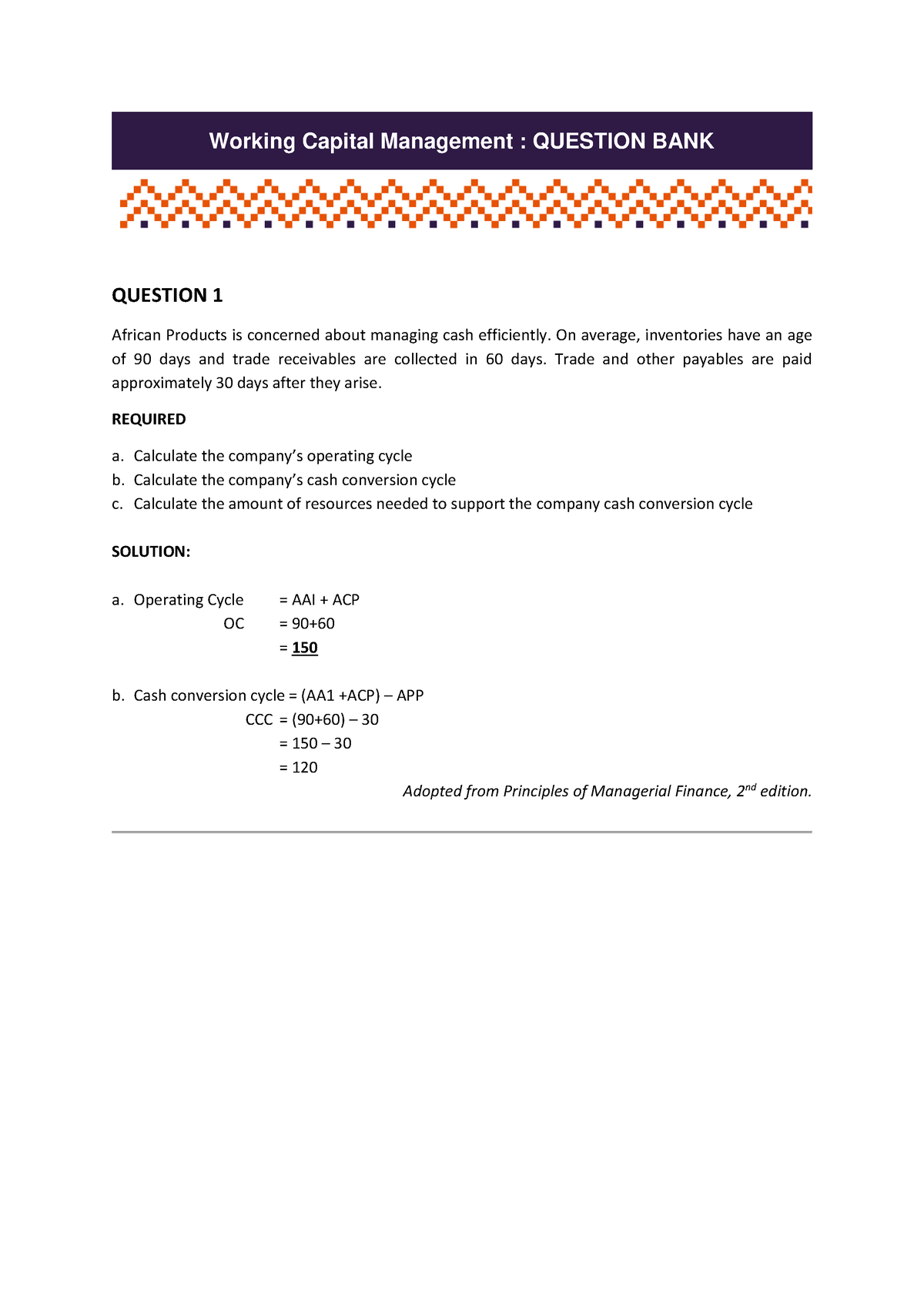 Working Capital Management Questionsbank - Working Capital Management ...