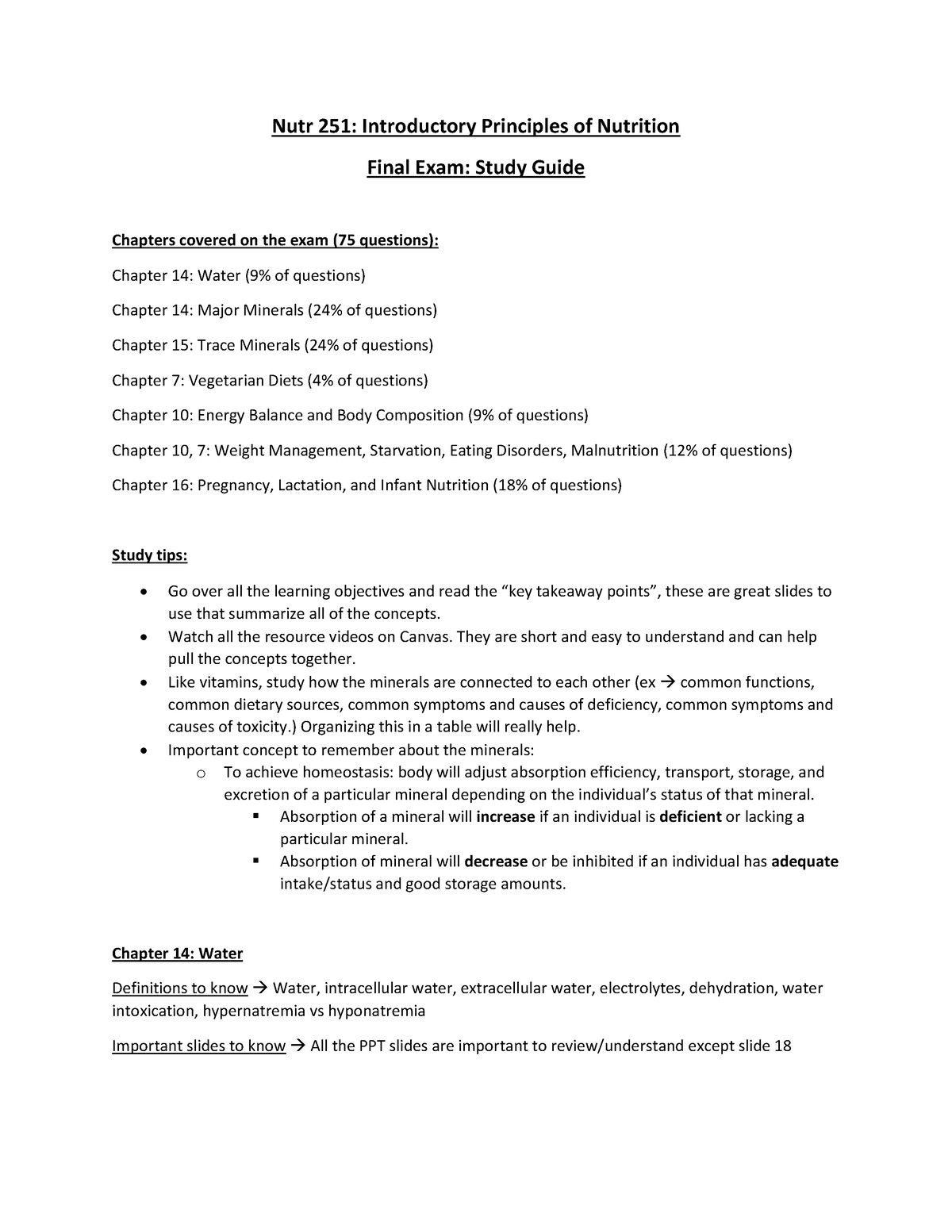 Final Exam - Study Guide - Nutr 251: Introductory Principles Of ...