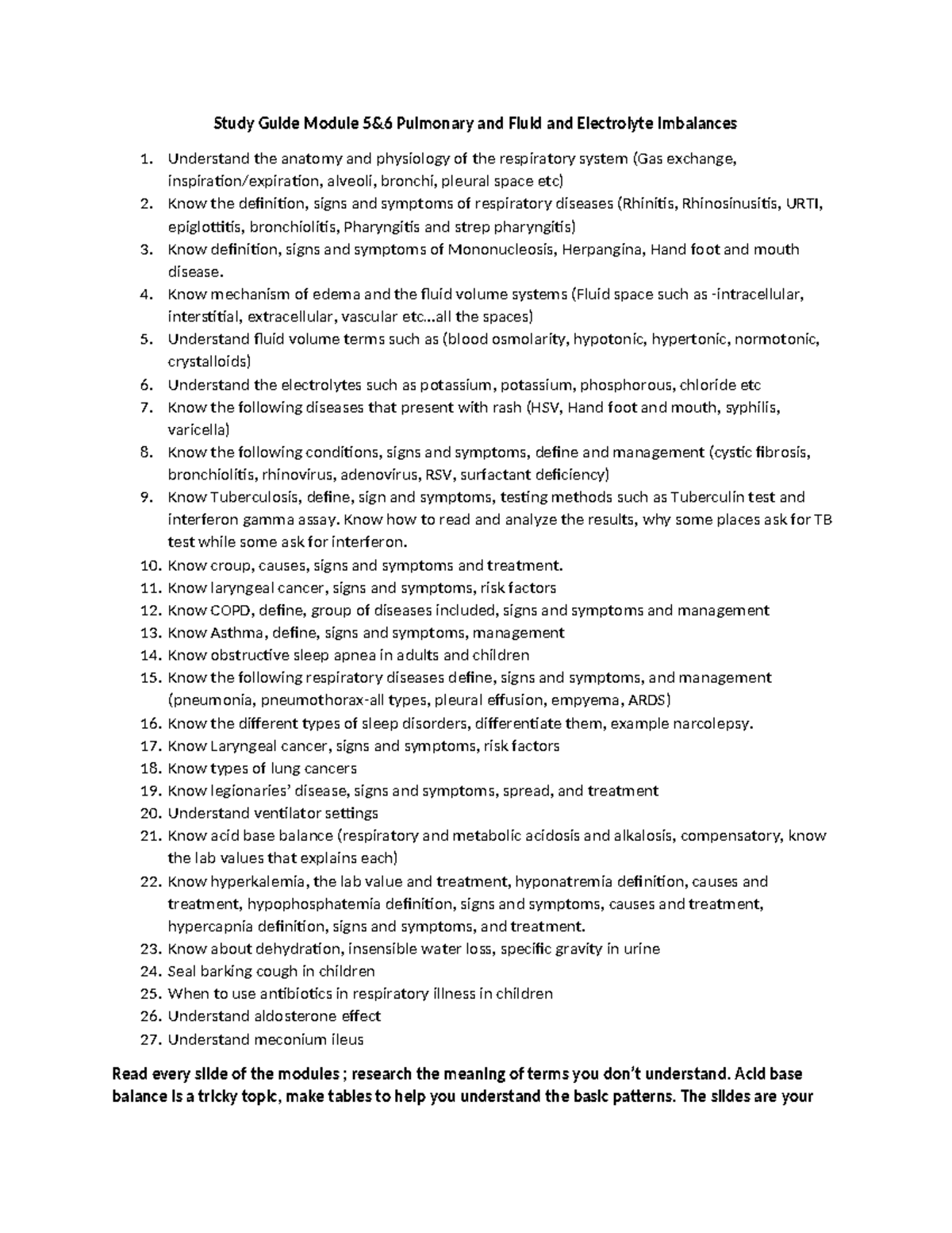 Study+Guide+Module++Pulmonary,+Acid+base+balance - Study Guide Module 5 ...