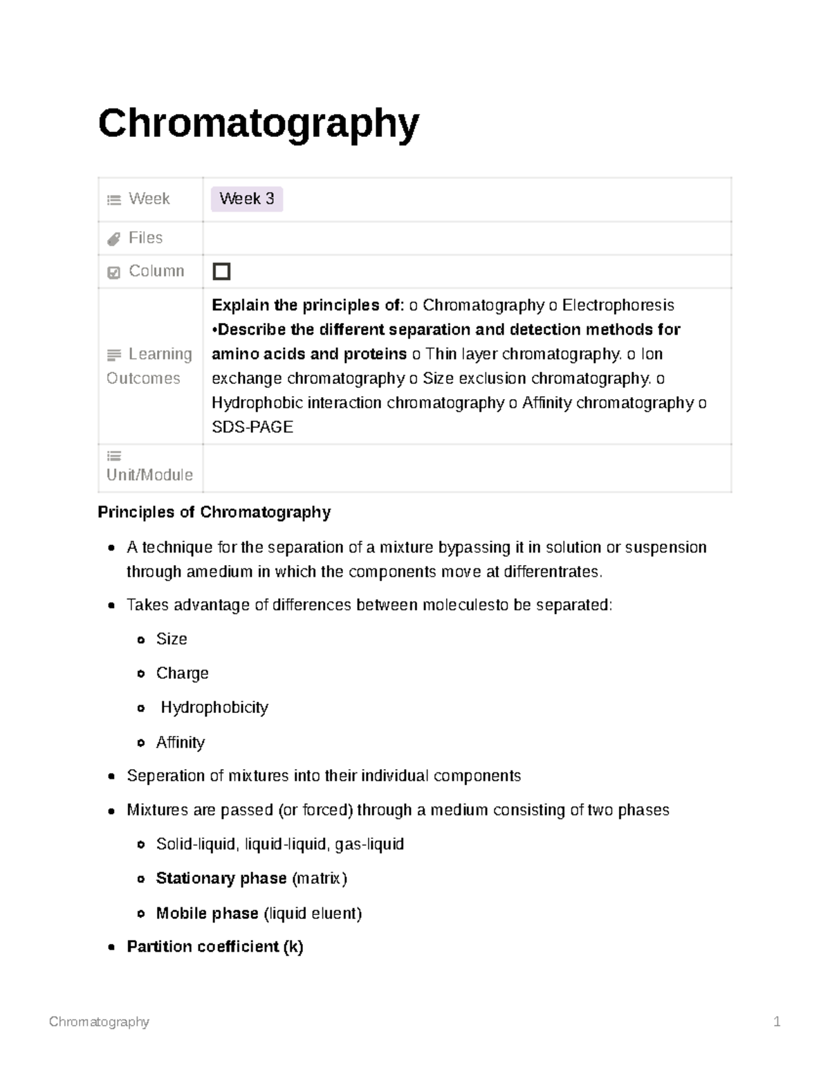 unit 2 assignment 3 chromatography