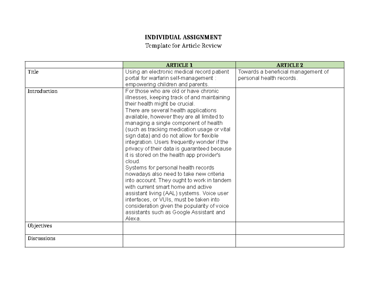 IMD161 Individu - INDIVIDUAL ASSIGNMENT Template for Article Review ...