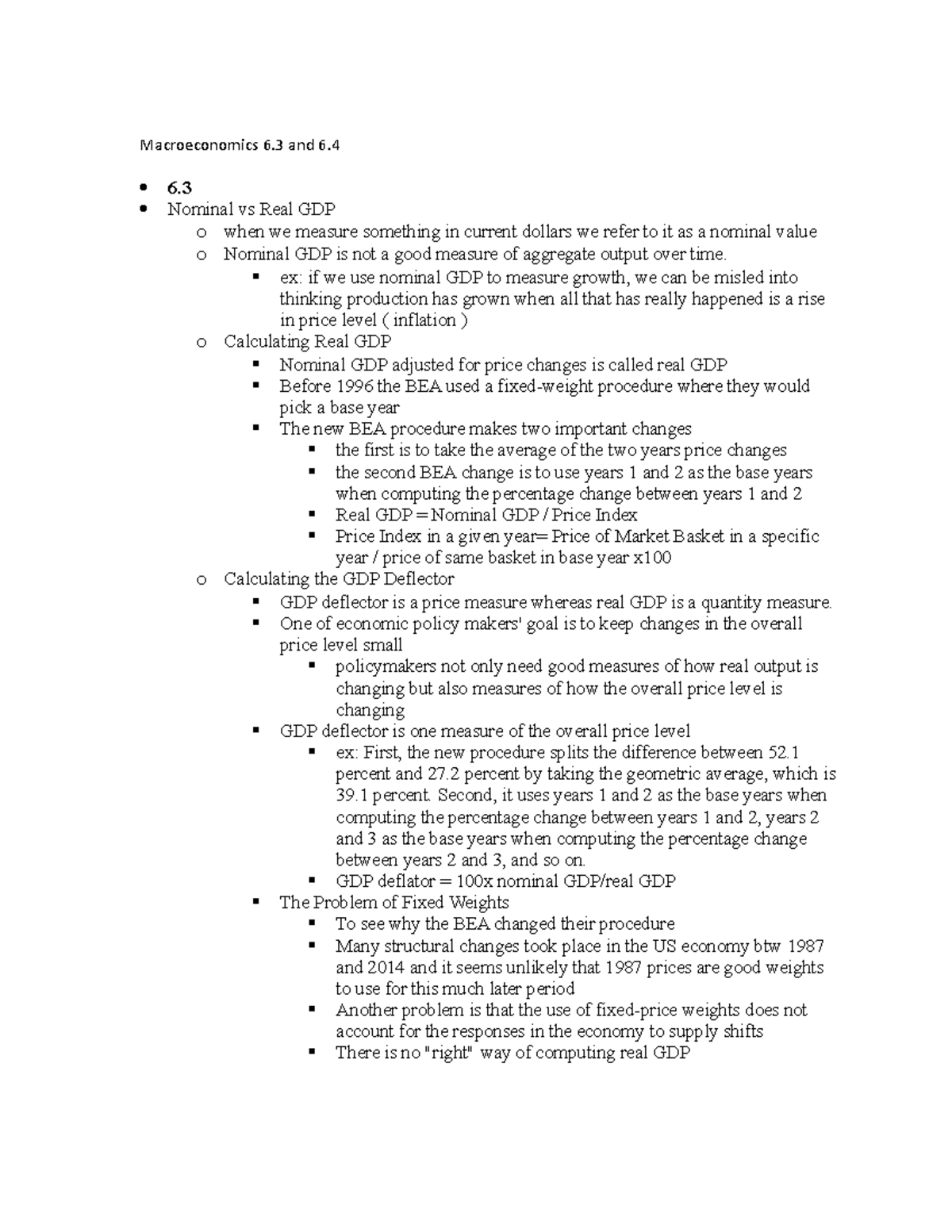 Macroeconomics 6.3 and 6.4 - Macroeconomics 6 and 6. 6. Nominal vs Real ...