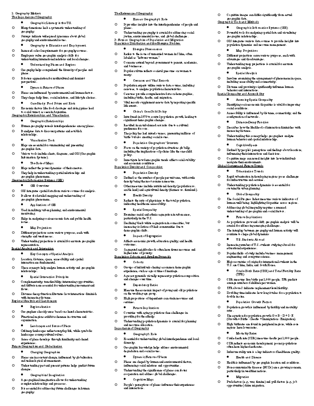 Chapter 1, 3 and 9 - 1: Geography Matters The Importance of Geography ...