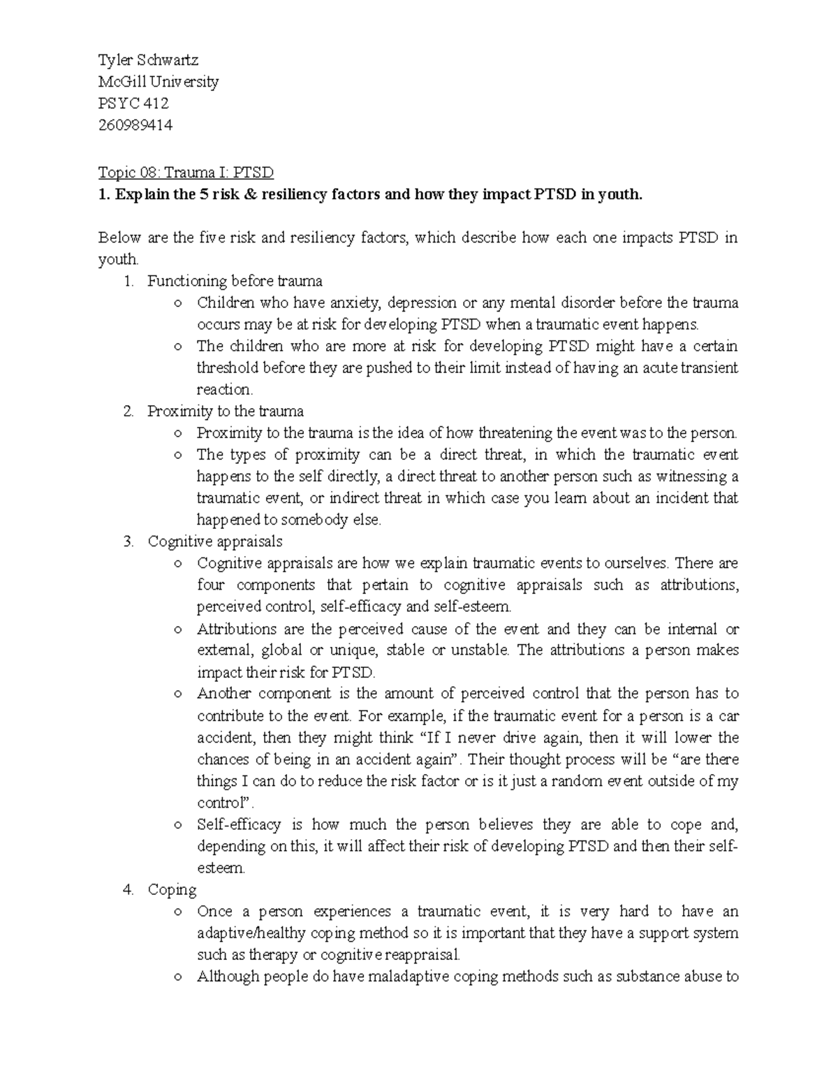 Topic 08 Trauma I PTSD-PSYC 412 - McGill University PSYC 412 260989414 ...