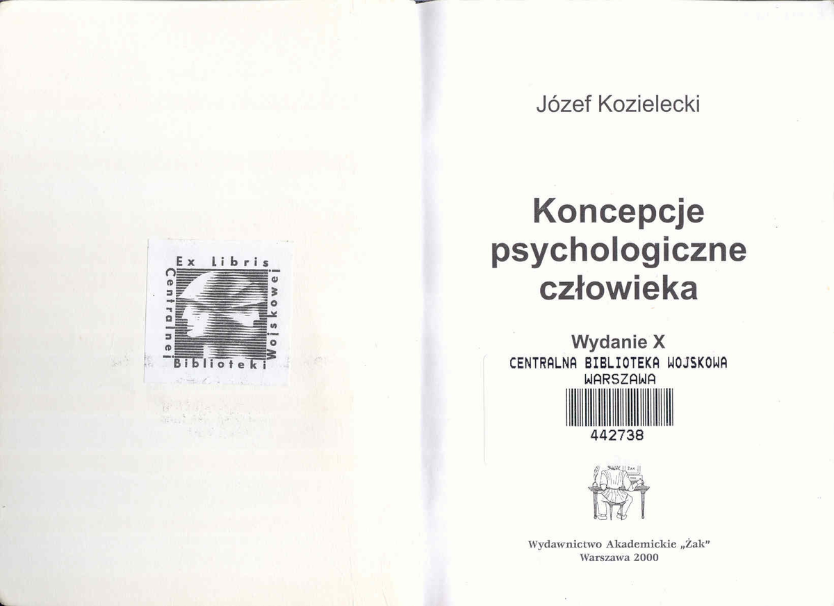 Kozielecki, Koncepcje Psychologiczne Człowieka - Historia Myśli ...