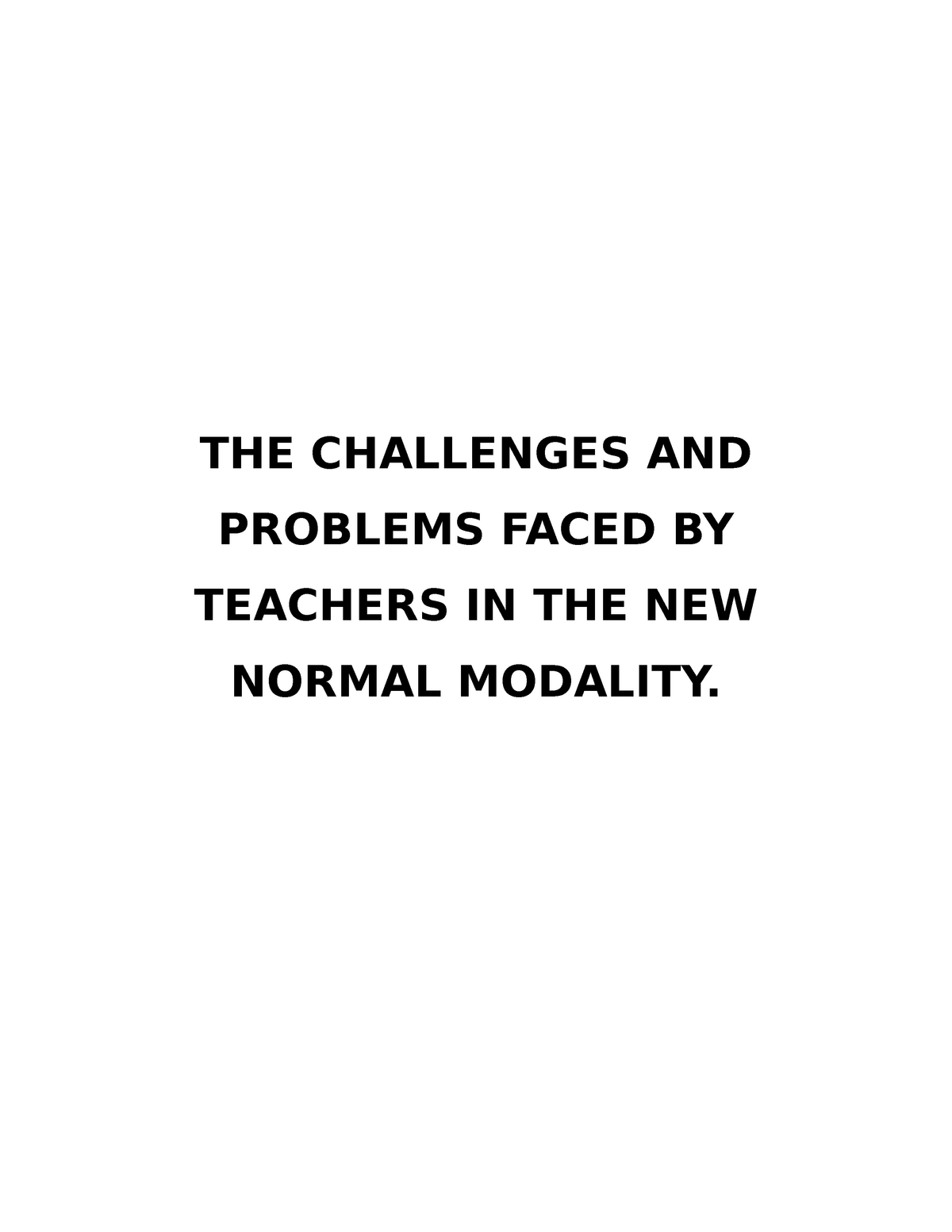 challenges of teachers in the new normal research paper