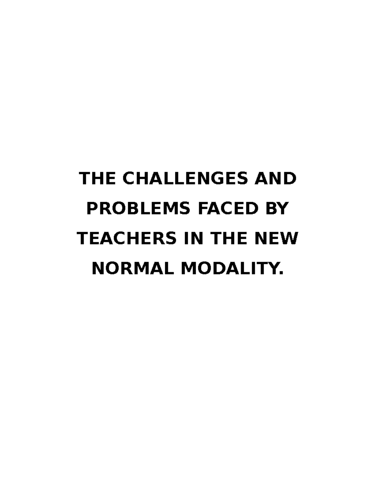 challenges of teachers in the new normal research paper