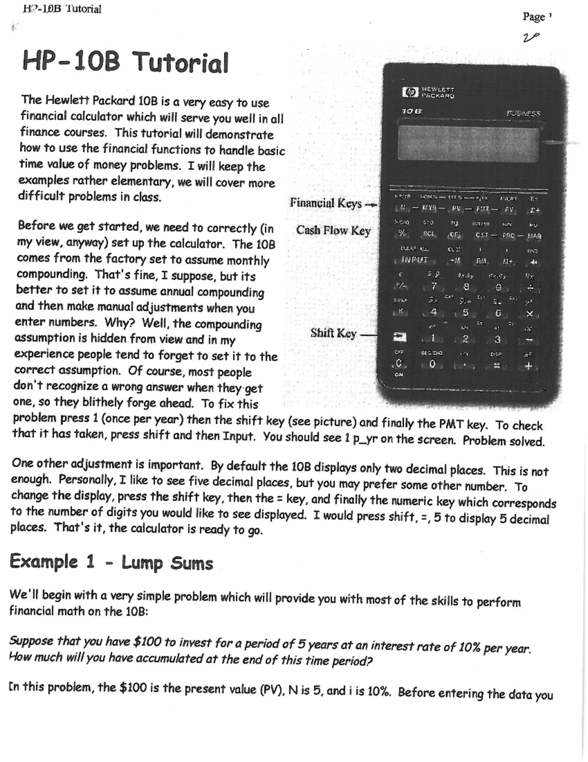 HP 10B II Instructions - Copy - MBA 621-01 - Studocu
