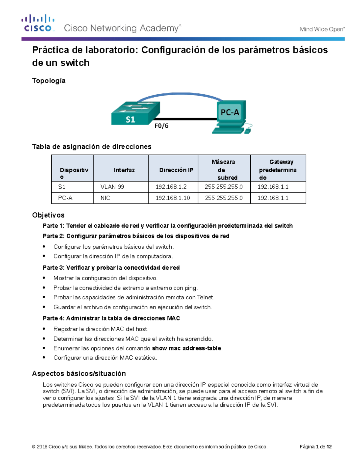 5.1.1.6 Lab - Configuring Basic Switch Settings - Práctica De ...