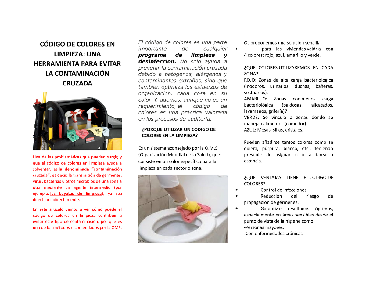Códigos de colores para la limpieza - Revista Revista Limpiezas