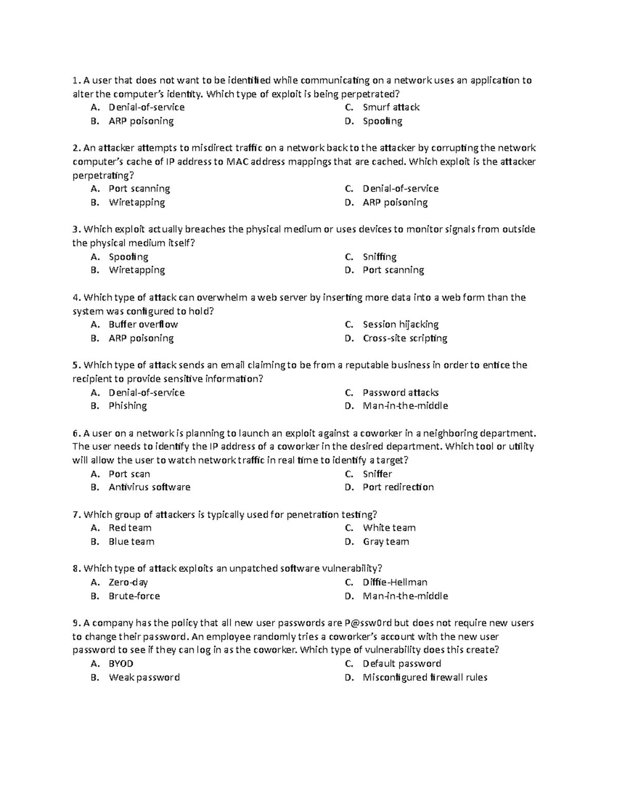 Unit 3 Quiz - Introduction to Network Security review questions to help ...