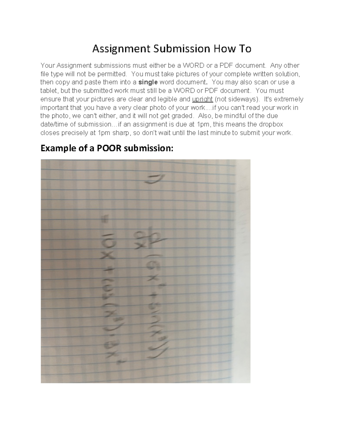 Assignment Submission How To - Any other file type will not be ...