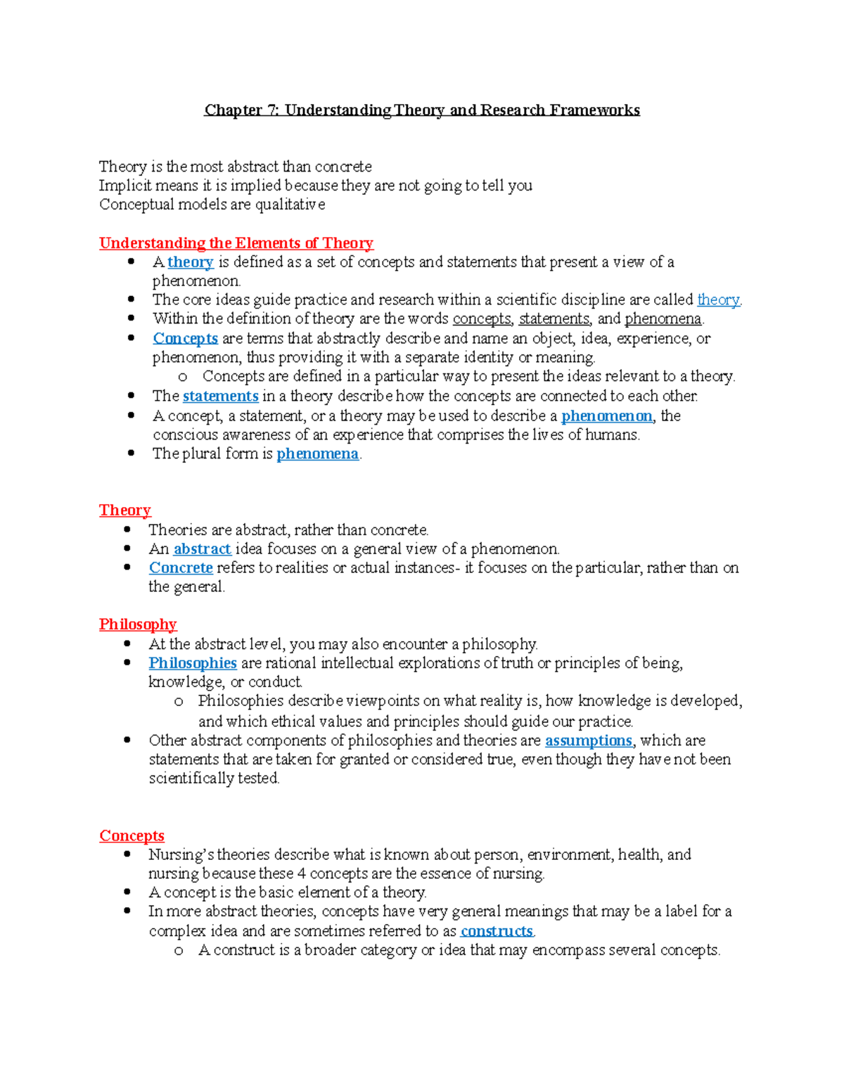 Chapter 7 Research Notes - Chapter 7: Understanding Theory and Research ...