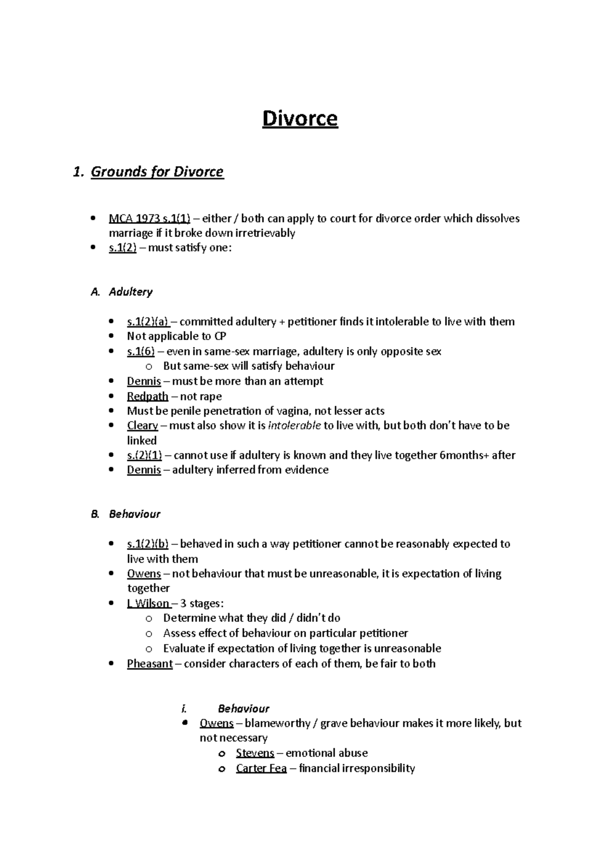Grounds for divorce PQ flowchart Divorce 1. Grounds for Divorce MCA