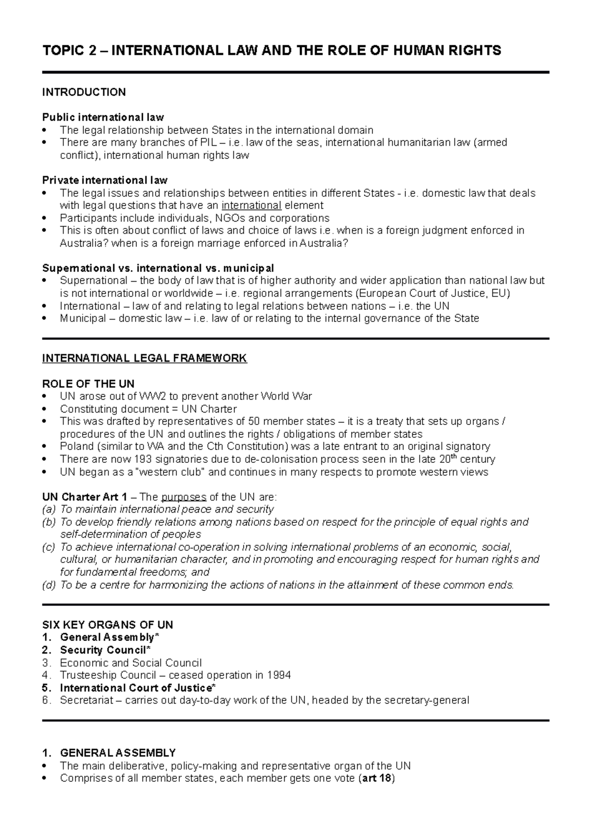Foundations of Public Law - Exam Notes (Topic 2 - International Law ...