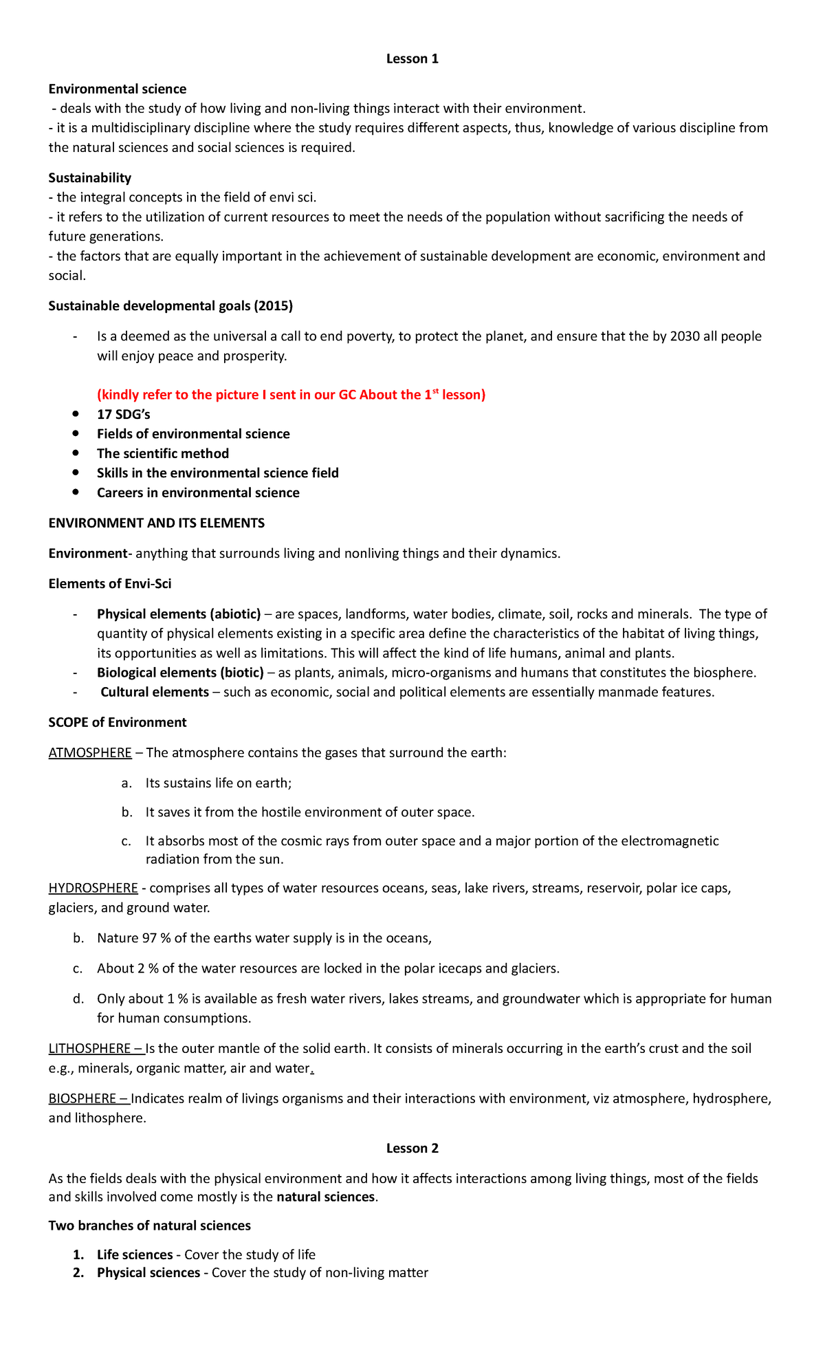 Environmental science reviewer - Lesson 1 Environmental science deals ...