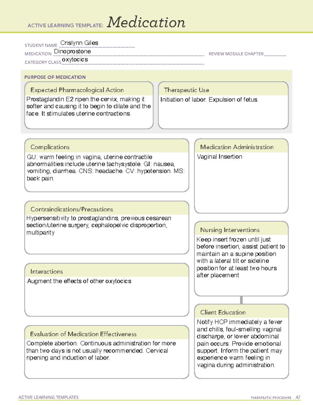 Med Template Dinoprostone - ACTIVE LEARNING TEMPLATES THERAPEUTIC ...