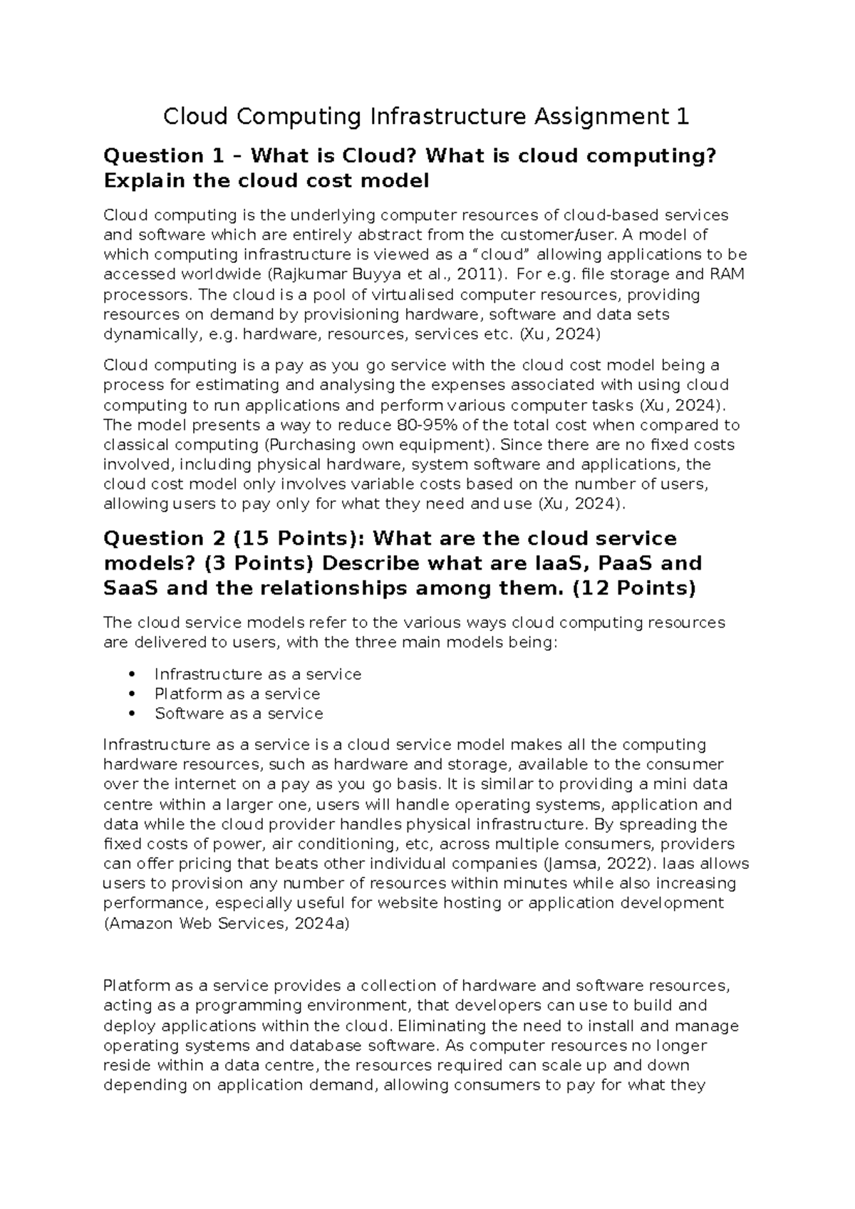 Cloud Computing Infrastructure Assignment 1 - A model of which ...