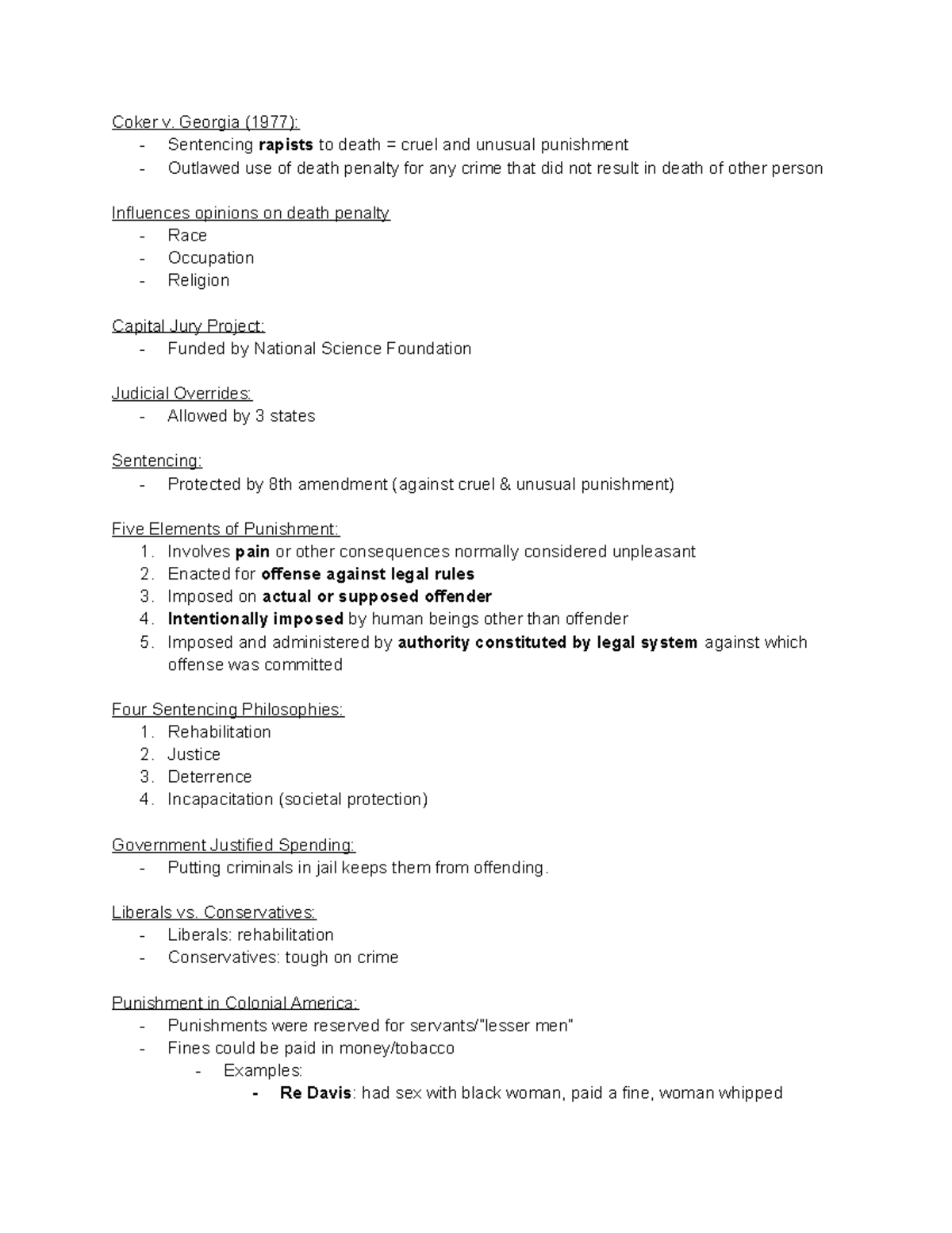 R, C, & J Final Exam - Summary Race, Crime, and Justice - Coker v ...