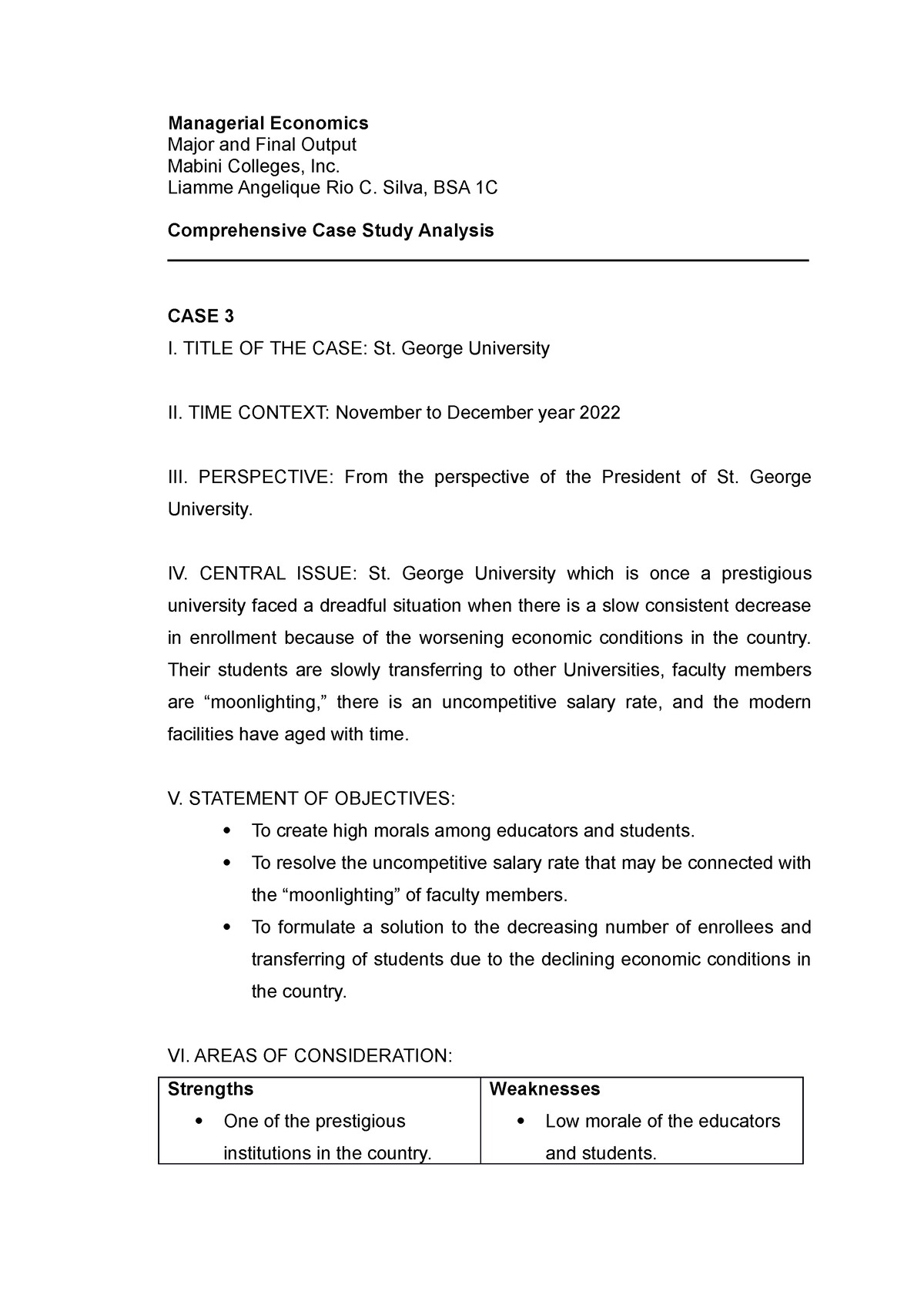 case study of managerial economics