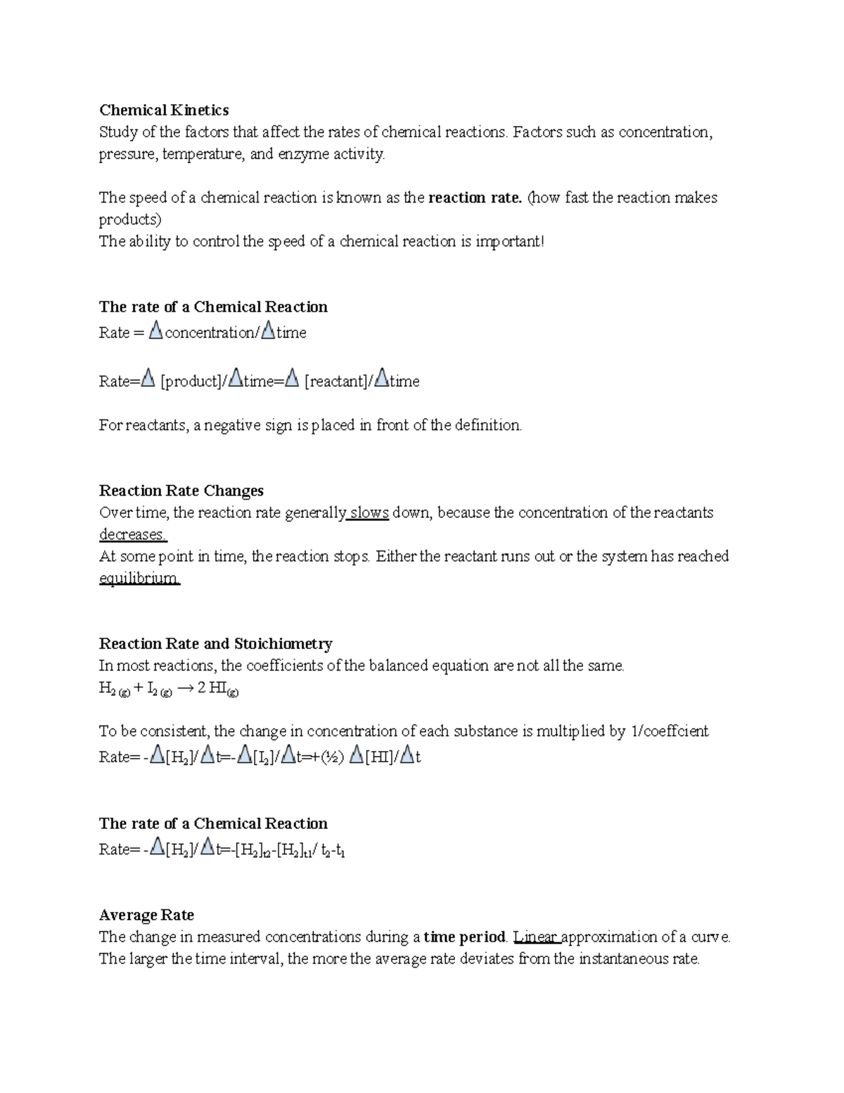 Chpater 15 Chemistry Lecture Notes - Chemical Kinetics Study of the ...