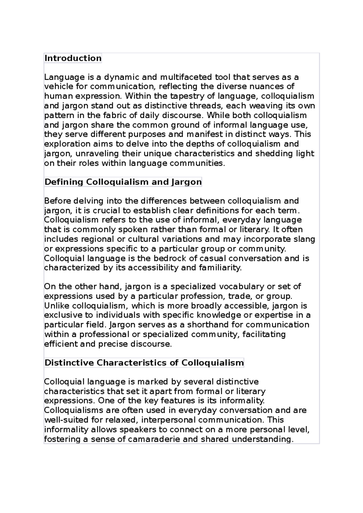 English assignment - Introduction Language is a dynamic and ...
