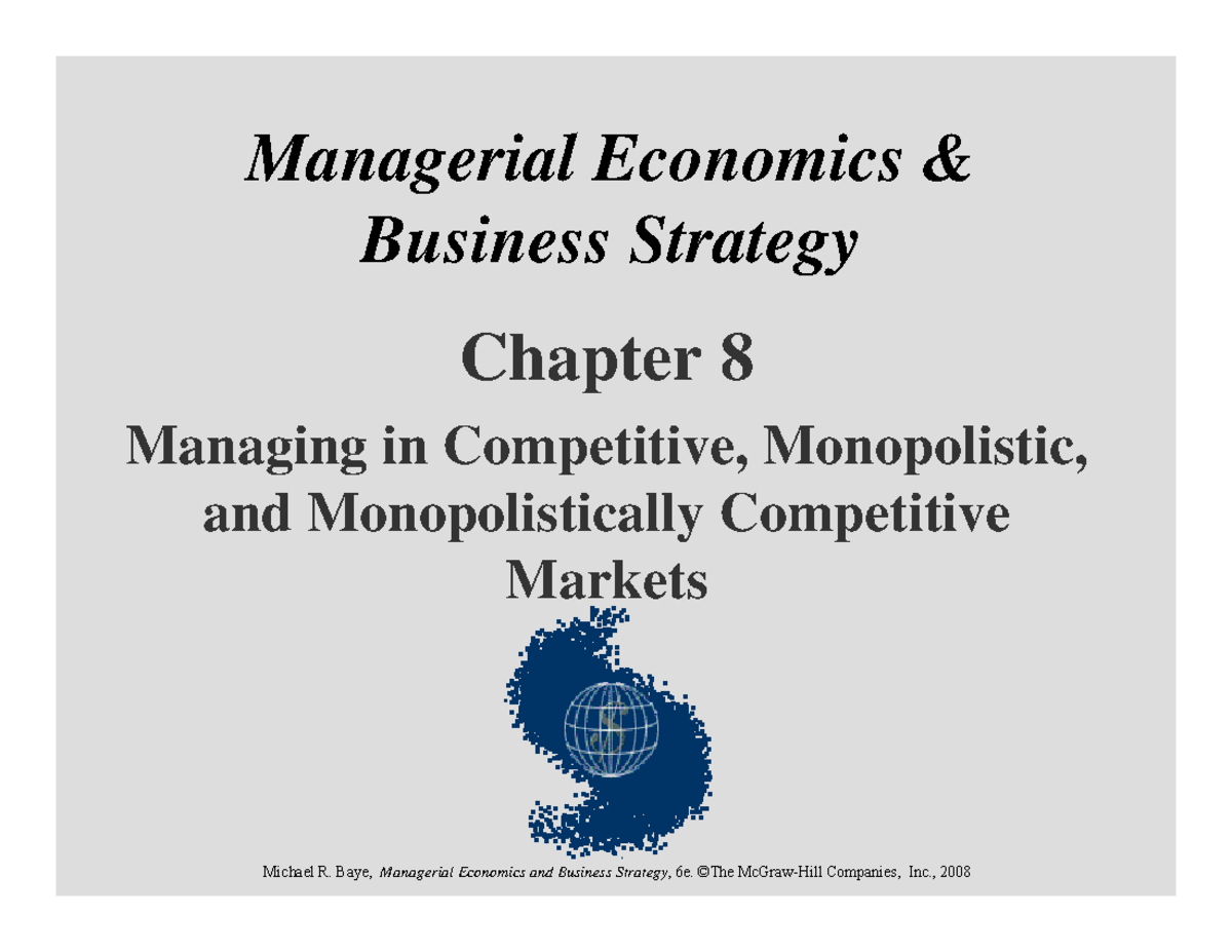 Chapter 8 Final - Ekonomi - Managerial Economics & Business Strategy ...